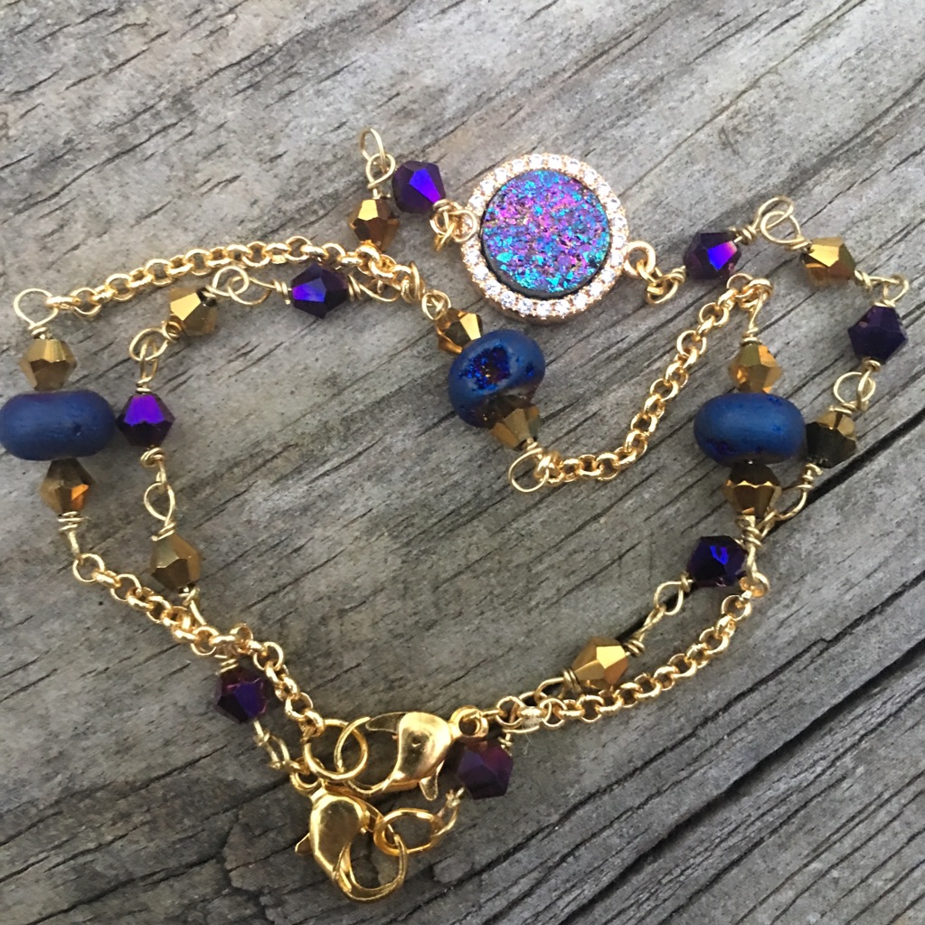 Druzy Bracelet Natural Crystal Gold Bracelet Set
